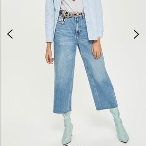 Topshop Moto Wide Leg Cropped High Waisted Jeans